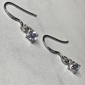 CZ 925 sterling silver faceted stone earrings 925